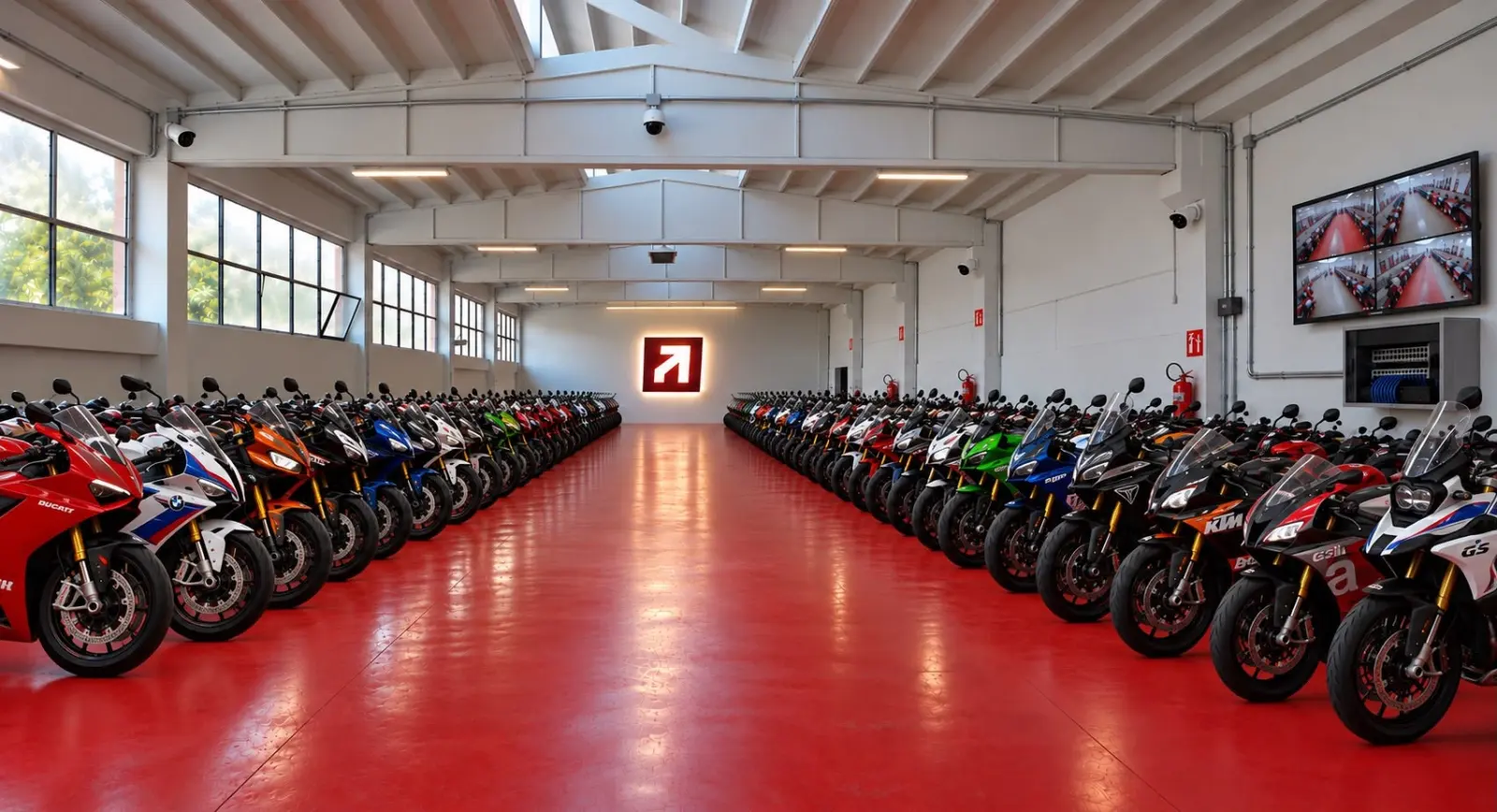 Motorcycles stored in the TrasloMoto facility